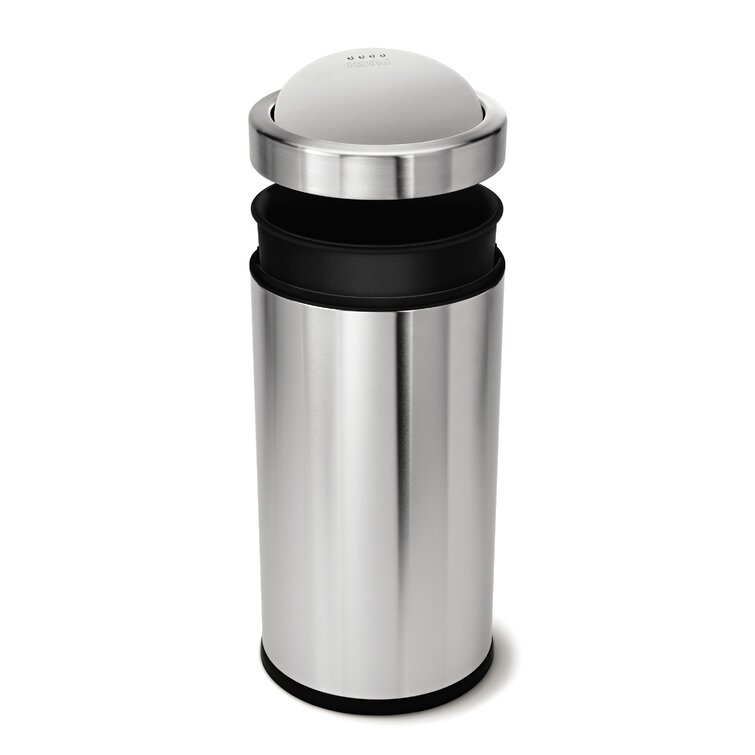 55 Liter / 14.5294 Gallon Commercial Stainless Steel Swing Top Trash Can  Brushed Stainless Steel 