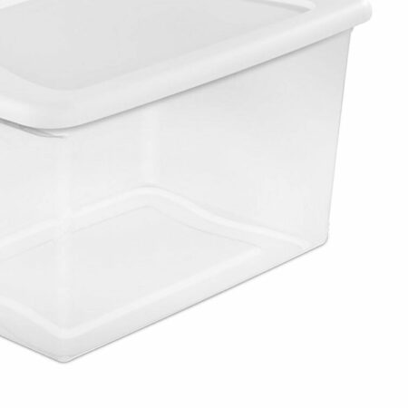 Sterilite 64 Quart Latching Plastic Storage Box, Clear w/Blue