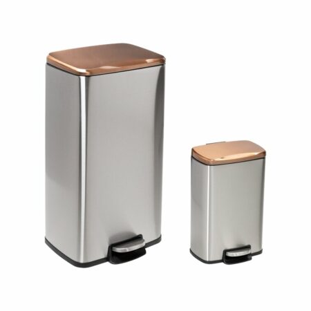 2 Piece Stainless Steel 7.9 Gallon Step On Trash Can Set 