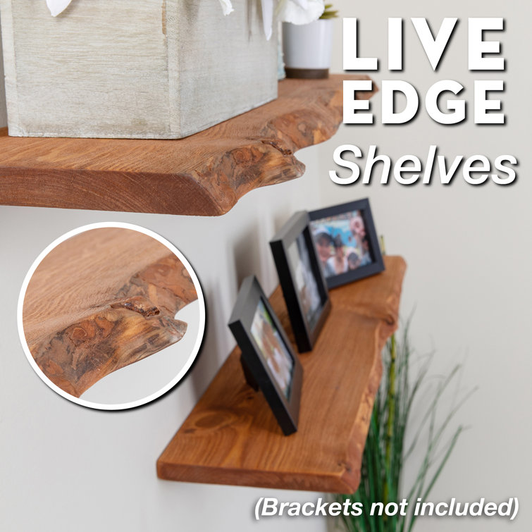 36” Sustainable Sunset Cedar Live Edge Wood Shelf (Set Of 2