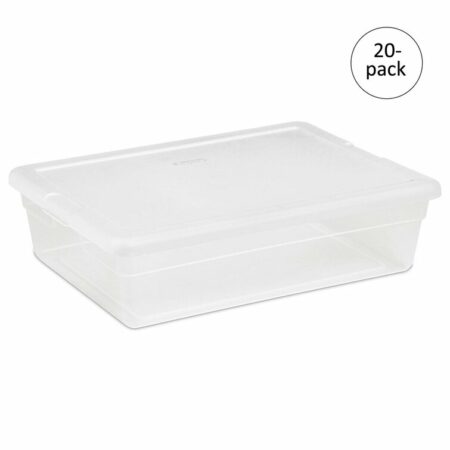 Sterilite 28 Quart Clear Plastic Stacking Storage Container Box w