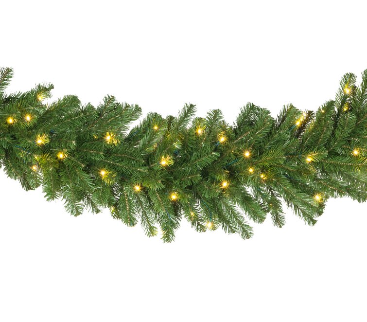 9' x 14 Olympia Pine Prelit Commercial LED Holiday Garland, 100 Warm