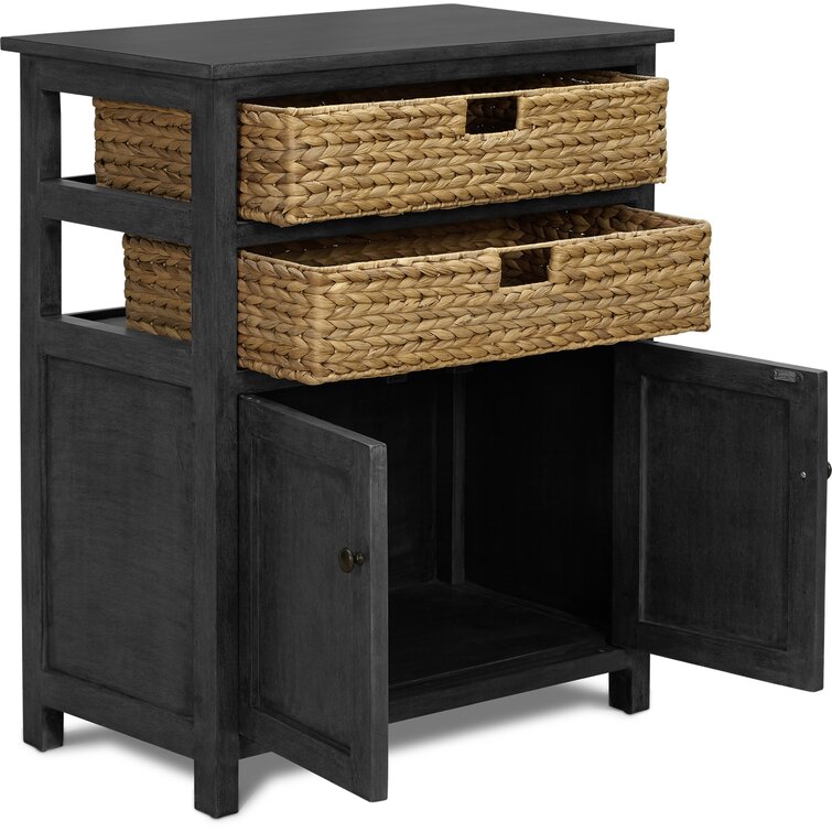 ClickDecor Nelson Storage Chest Cabinet with 2 Wicker Baskets