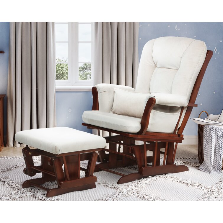 Maelys Glider with Ottoman Rosalind Wheeler Frame Color: White, Upholstery Color: Light Gray