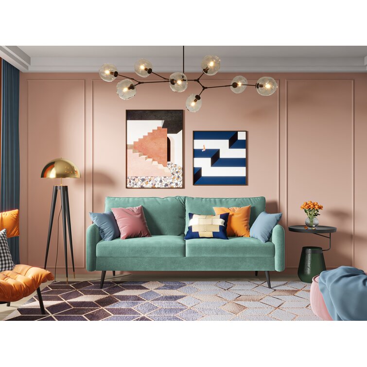 Elle-Jade 70” Round Arm Modern Style Sofa 