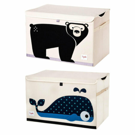 3 Sprouts Collapsible Toy Chest Storage Bin For Playroom, Whale & Bear (2  Pack) 