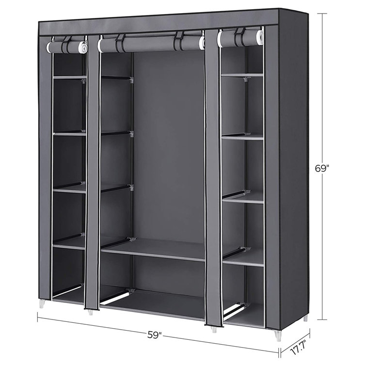 59-Inch Portable Closet Wardrobe, Closet Storage Organizer With Shelves ...