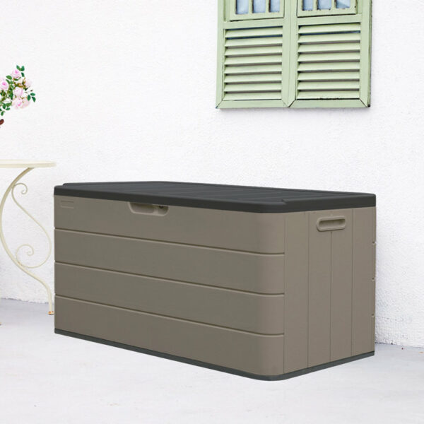 ADDOK 85 Gallon Deck Box Lockable, Resin Outdoor Storage Box