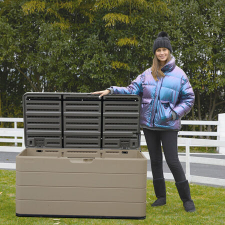 ADDOK 85 Gallon Deck Box Lockable, Resin Outdoor Storage Box