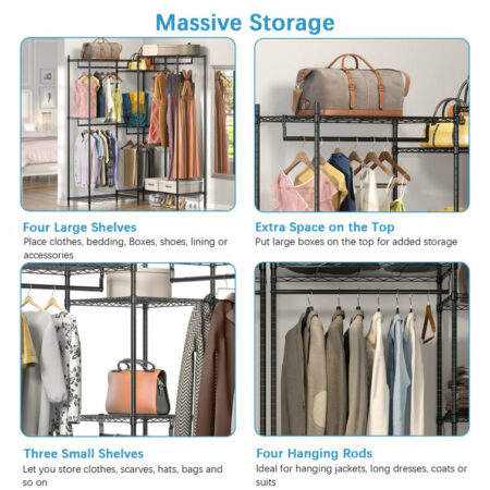 L Shaped Clothing Rack Freestanding Closet Organizers with Storage