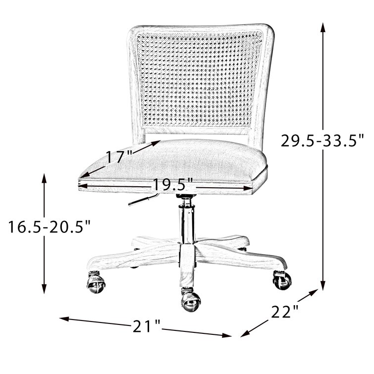 Crisolina Office Task Chair With Rattan Back Height-adjustable