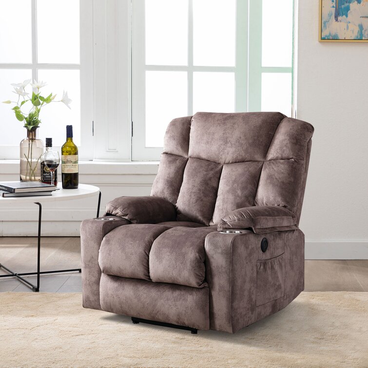 Power Lift Recliner Chair with Heat and Massage Home Theater Recliner, Pillow Included Latitude Run Upholstery Color: Brown