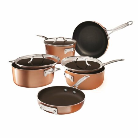  Gotham Steel STACKMASTER Pots Stackable 10 Piece Cookware Set  Ultra Nonstick Cast Texture Coating Includes Fry Pans, Black : Everything  Else