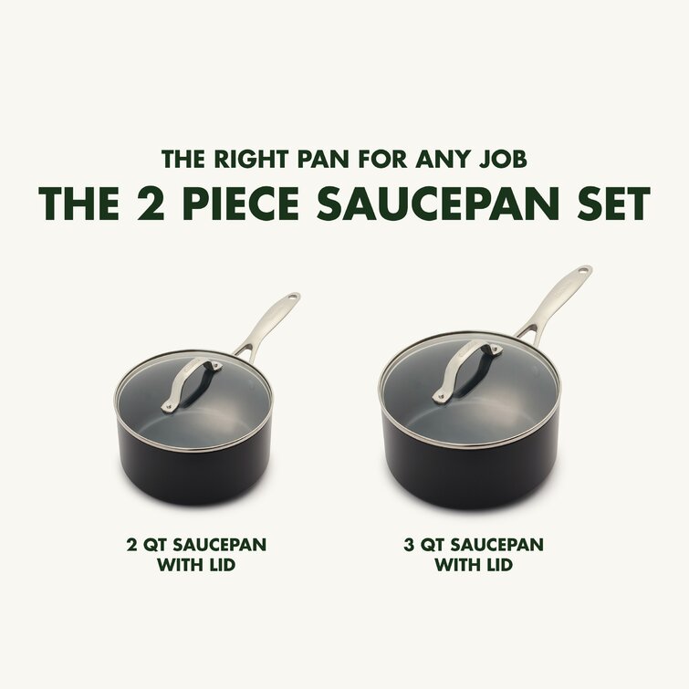 Valencia Pro Ceramic Nonstick 1.5-Quart and 3-Quart Saucepan Set with Lids