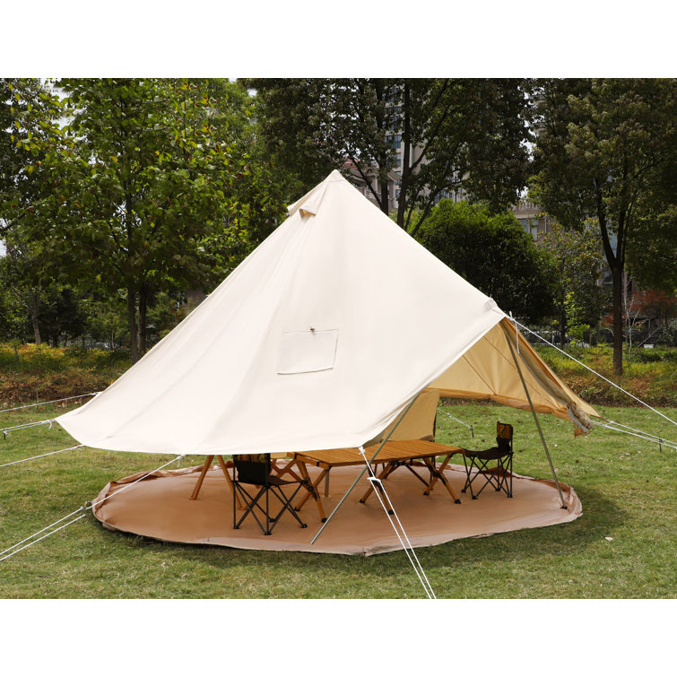 Arlmont & Co. Kylynne Canvas Bell Glamping Yurt Bell Tent with Roof Stove  Jack & Reviews