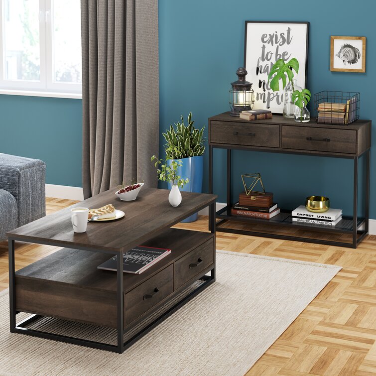 Southside Frame Coffee Table with Storage Union Rustic Color: Dark Brown