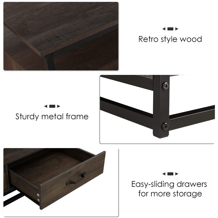 Southside Frame Coffee Table with Storage Union Rustic Color: Dark Brown