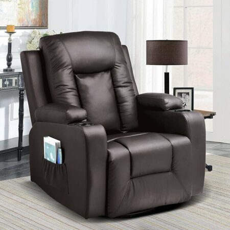 Faux Leather Reclining Heated Massage Chair Latitude Run Upholstery Color: Black Faux Leather